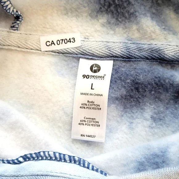 90 DEGREE BY REFLEX Brushed Tie Dye Cropped Hoodie In Inky Chill Tie Dye Size L - Picture 5 of 9